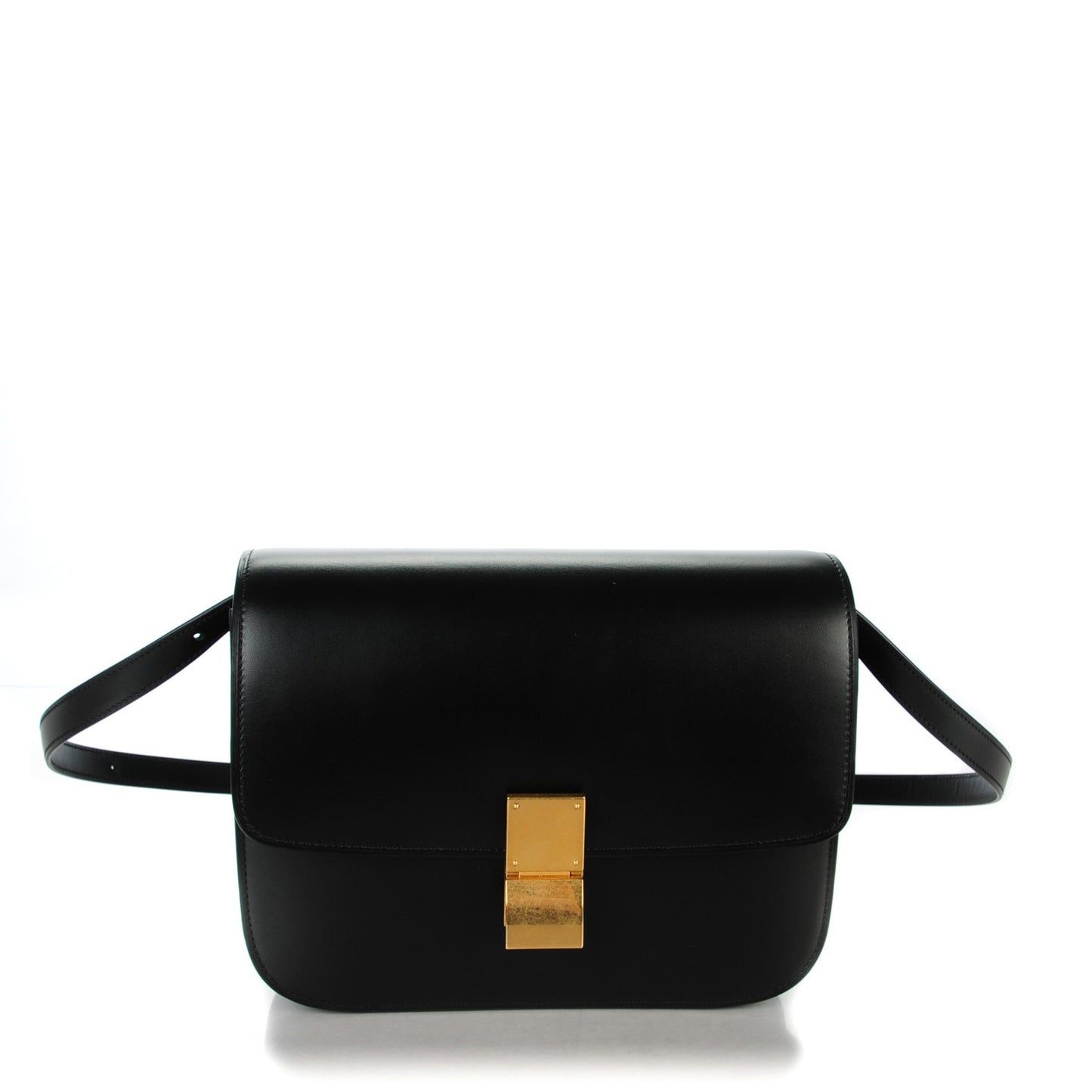 Box Calfskin Medium Classic Box Flap Bag Black