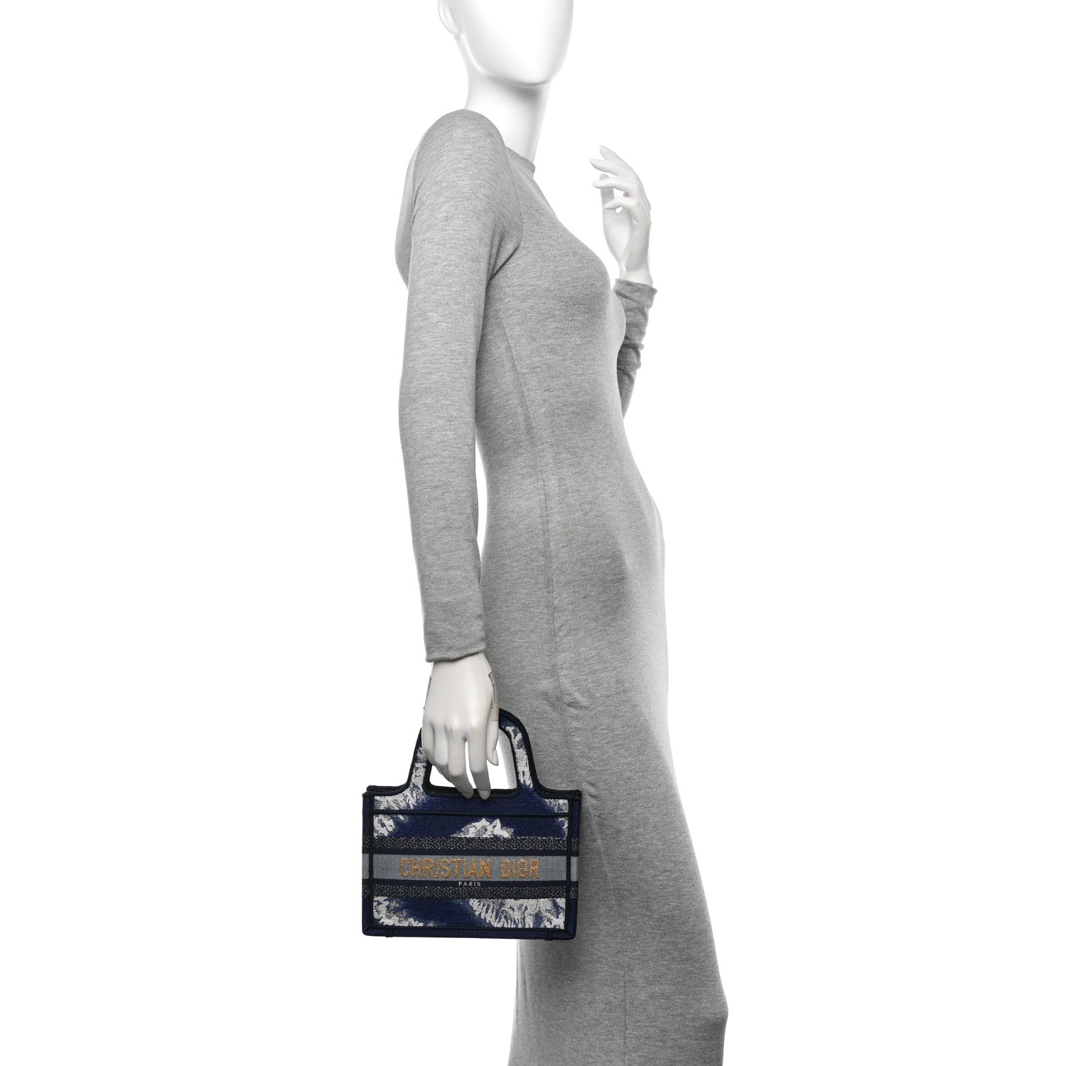 Christian Dior Canvas Embroidered Tie Dye Mini Book Tote Blue 2 of 11