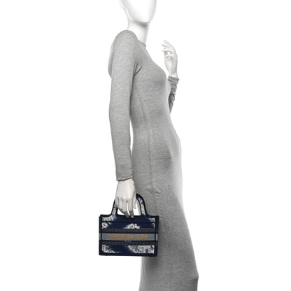 Christian Dior Canvas Embroidered Tie Dye Mini Book Tote Blue 2 of 11