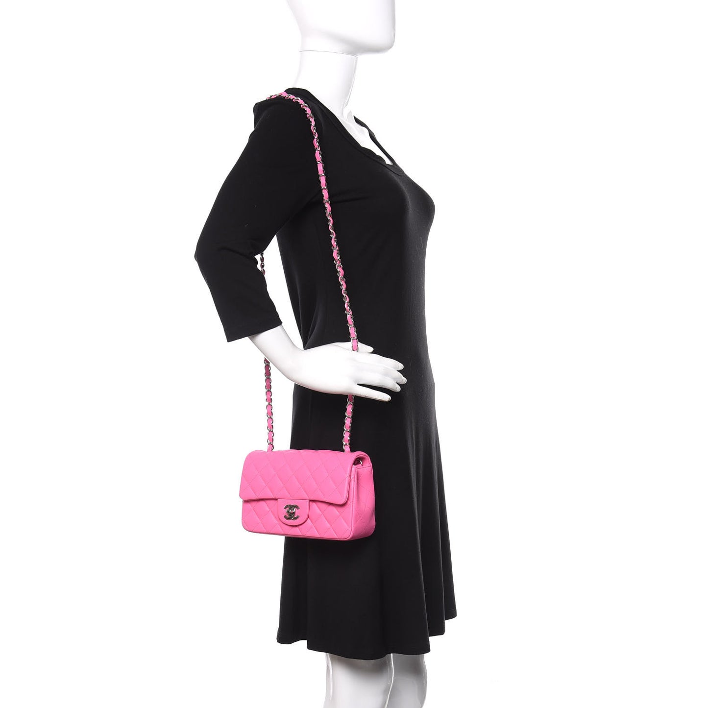 Lambskin Quilted Mini Rectangular Flap Pink