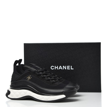 Chanel Velvet Calfskin Mixed Fibers CC Sneakers 38.5 Black 11 of 11
