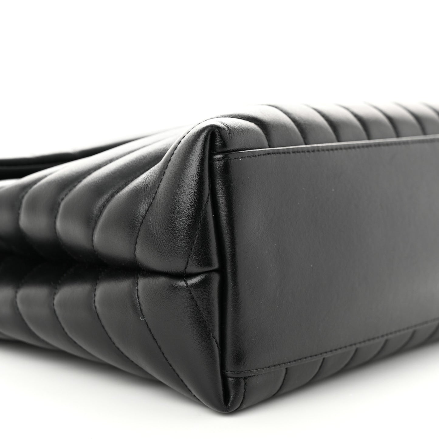 Calfskin Y Quilted Monogram Monochrome Medium Loulou Chain Satchel Black