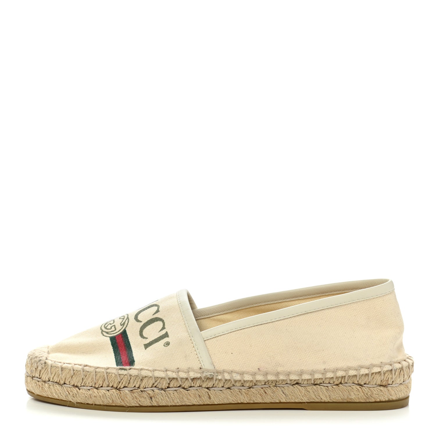 Gucci Canvas Logo Espadrilles 35 Greggio White 1 of 15