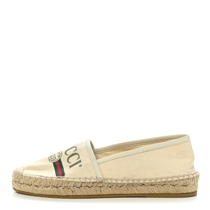 Gucci Canvas Logo Espadrilles 35 Greggio White 1 of 15