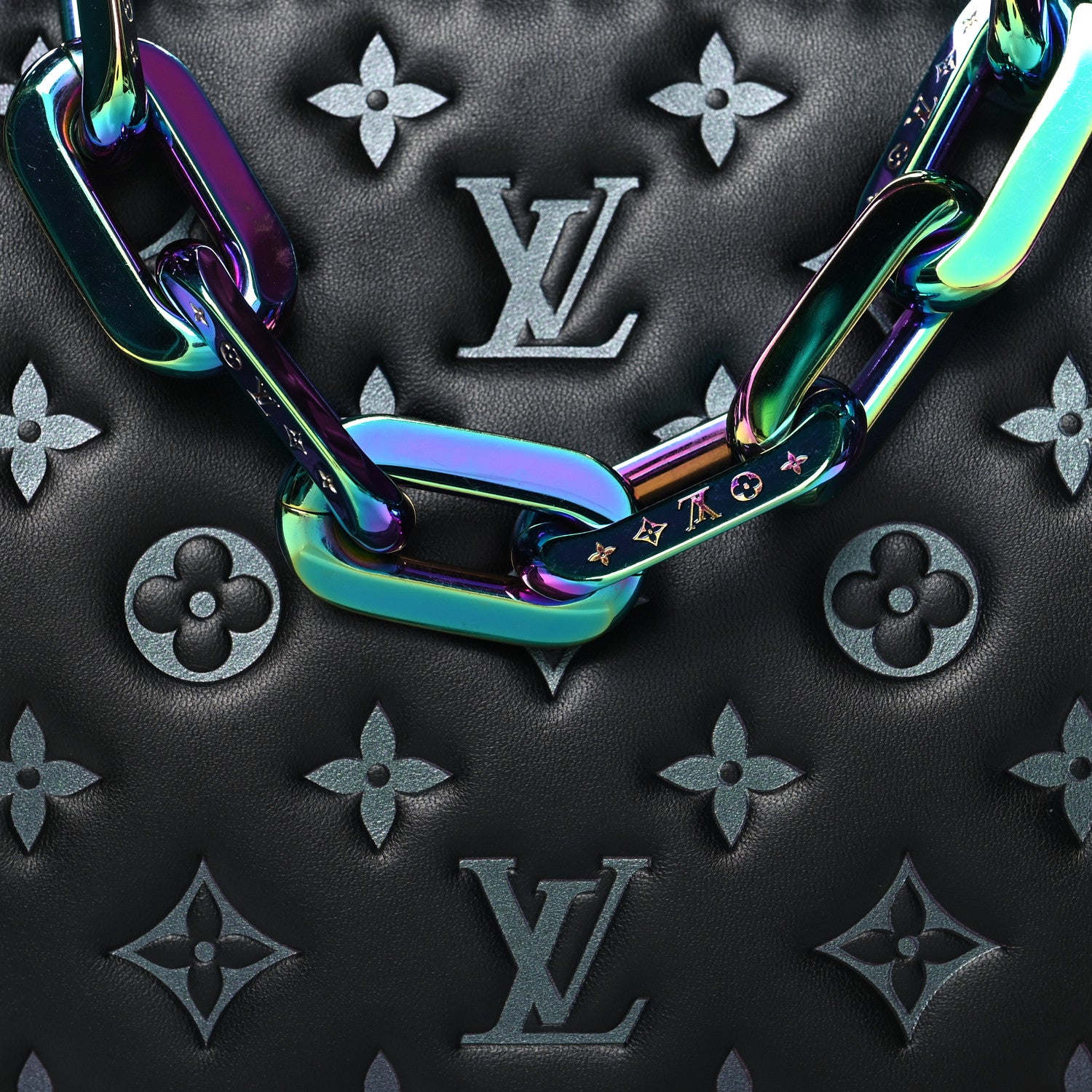 Louis Vuitton Lambskin Embossed Monogram LV Ski Coussin PM Black Multicolor 9 of 11