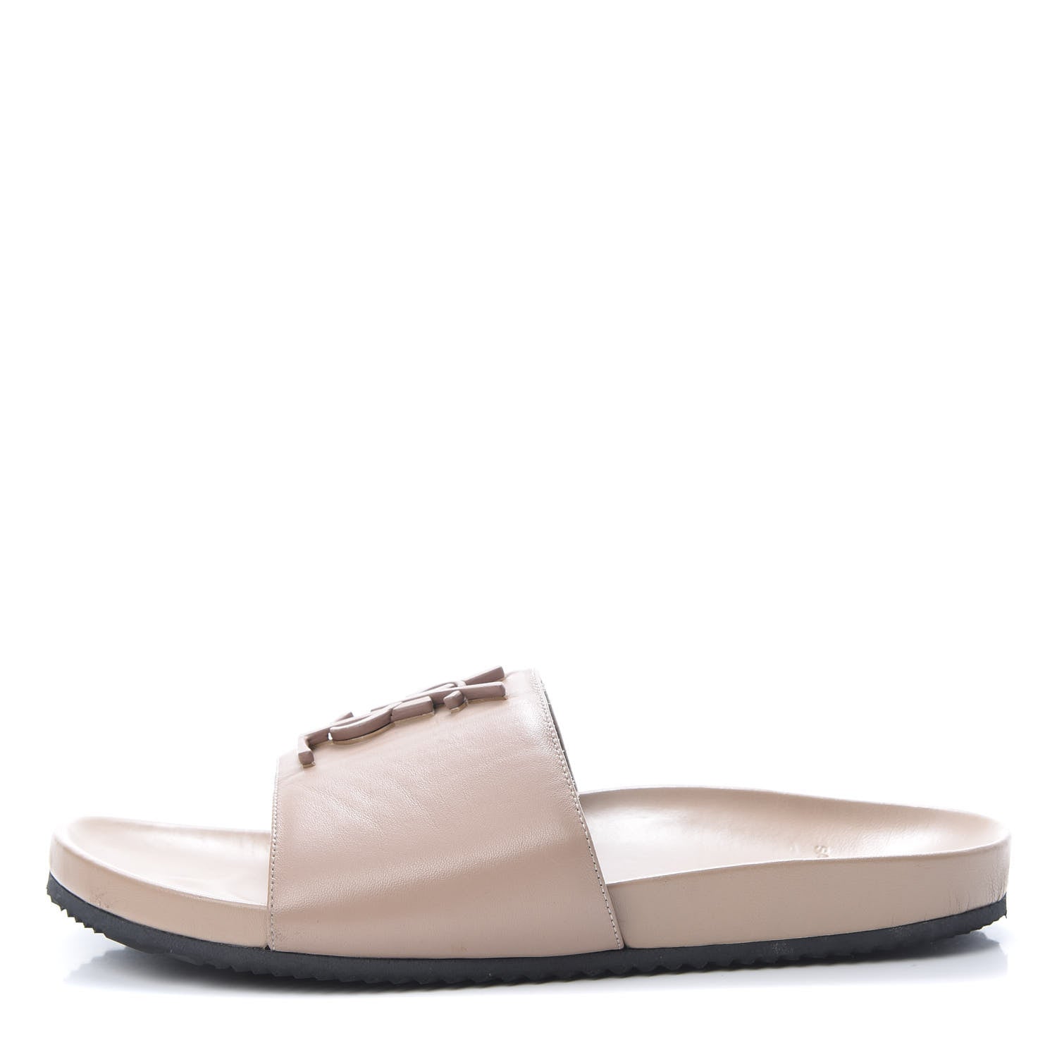Saint Laurent Lambskin Joan Slide Sandals 40 Nude 1 of 9