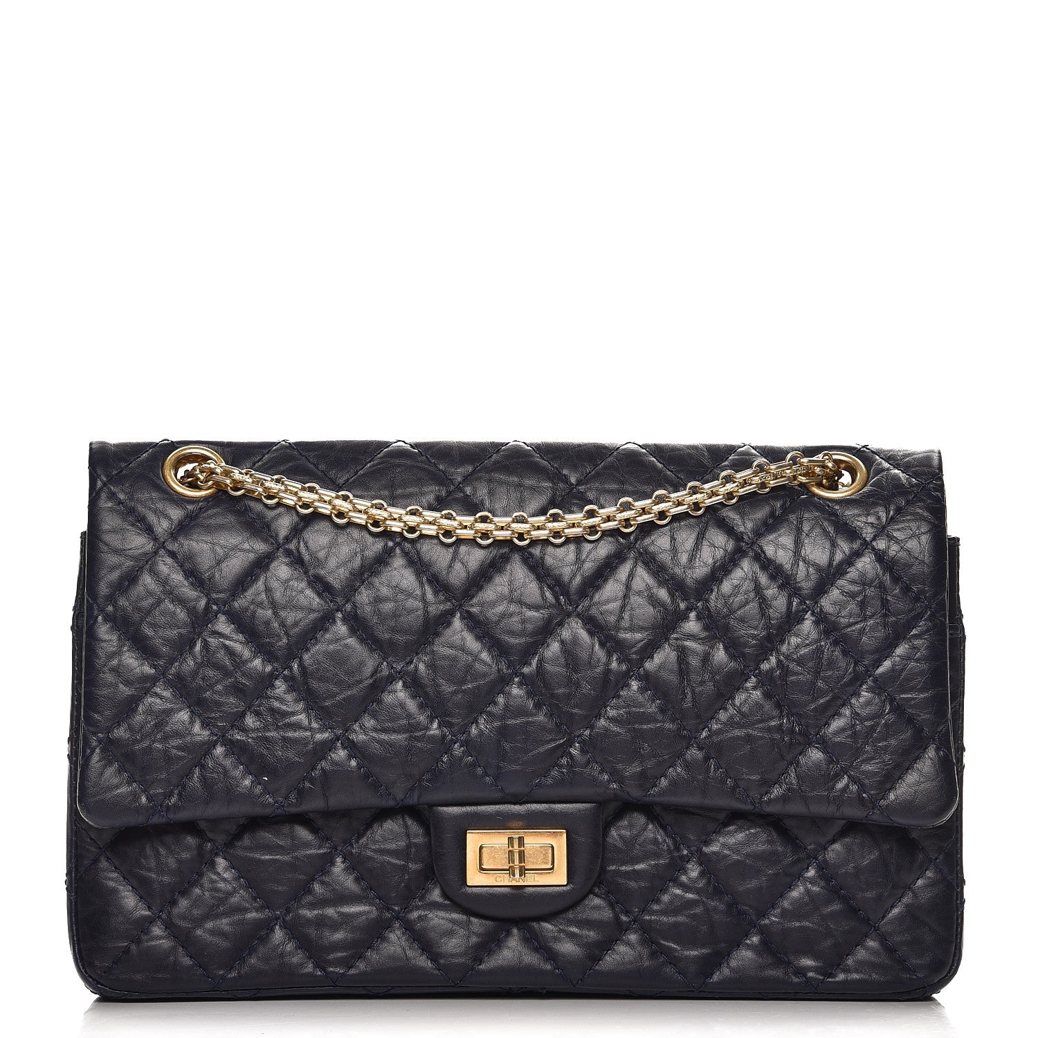 Chanel Aged Calfskin Quilted 2.55 Reissue 226 Flap Navy Blue 1 of 7