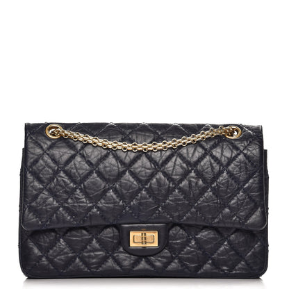 Chanel Aged Calfskin Quilted 2.55 Reissue 226 Flap Navy Blue 1 of 7