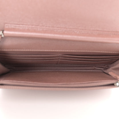 Chanel Metallic Caviar Chevron Quilted Vintage Mademoiselle Wallet On Chain WOC Pink 5 of 12