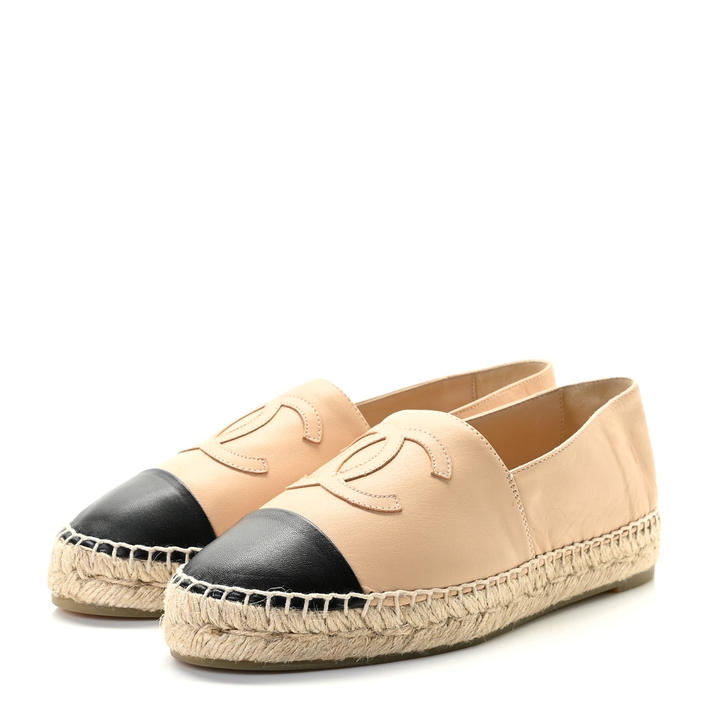 Lambskin CC Espadrilles 37 Beige Black