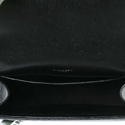 Saint Laurent Grain De Poudre Textured Mixed Matelasse Triquilt Medium Monogram Satchel Black 5 of 8