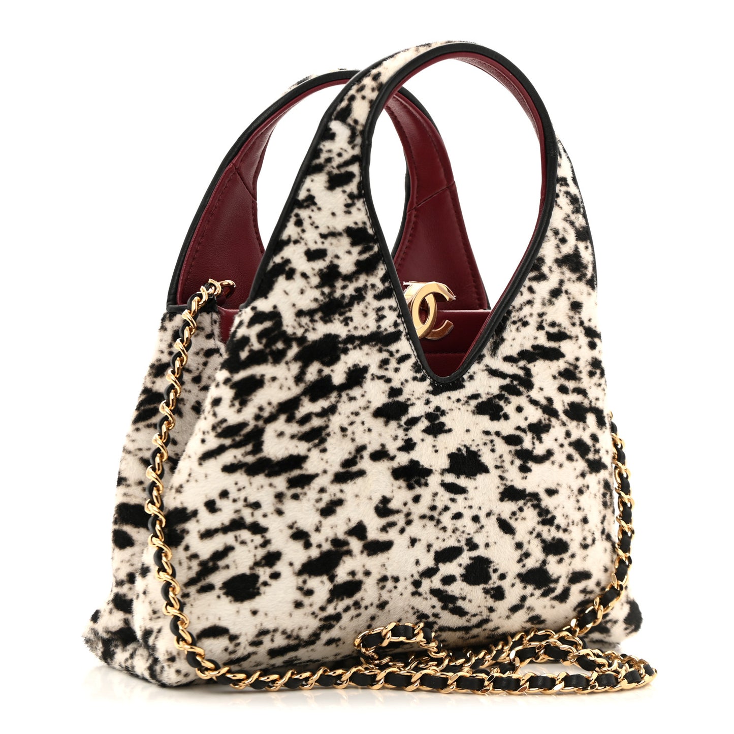 Pony Hair Printed Chic Lady Small Shopping Tote White Black