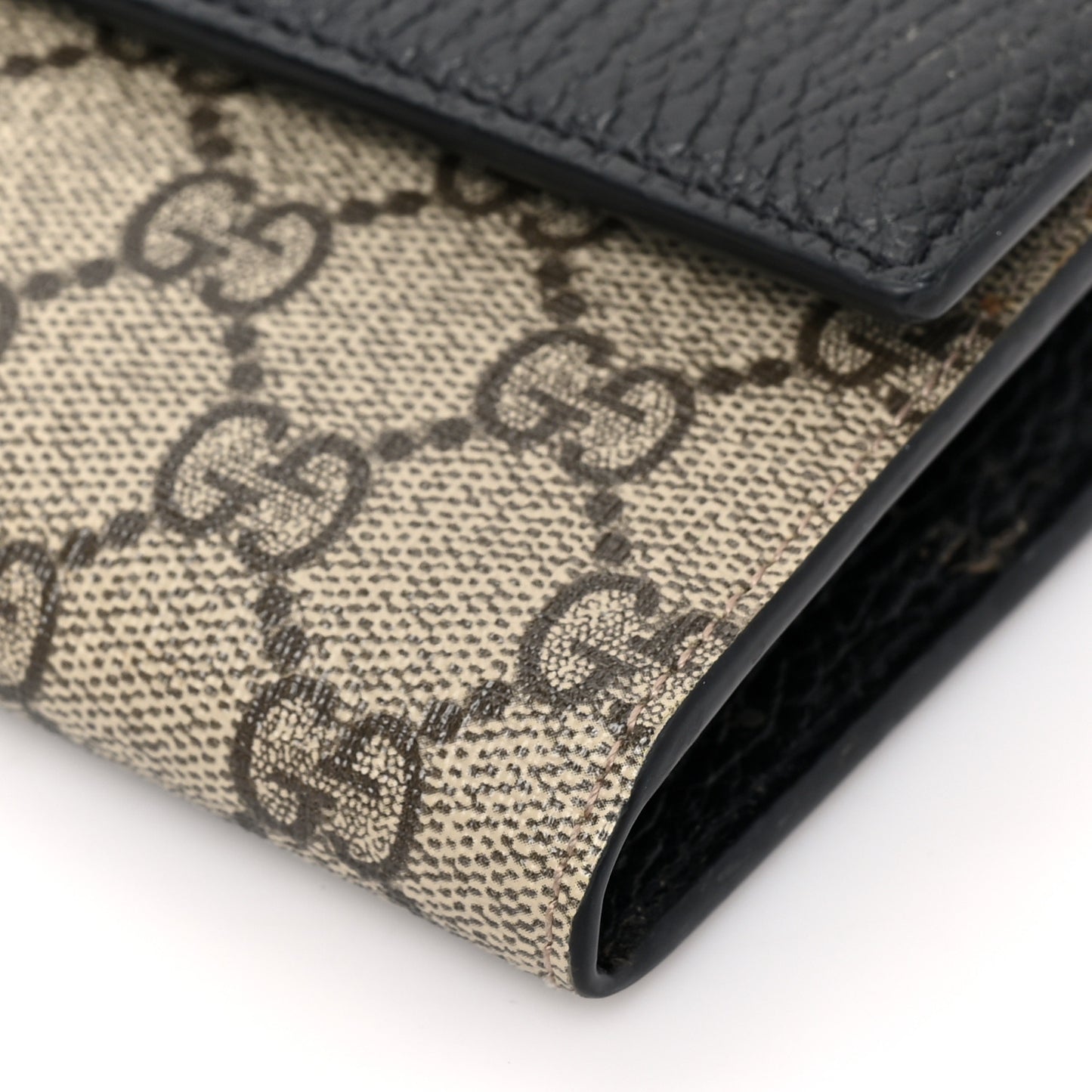 Dollar Calfskin GG Supreme Monogram Petite GG Marmont Wallet Chain Bag Black Beige Ebony
