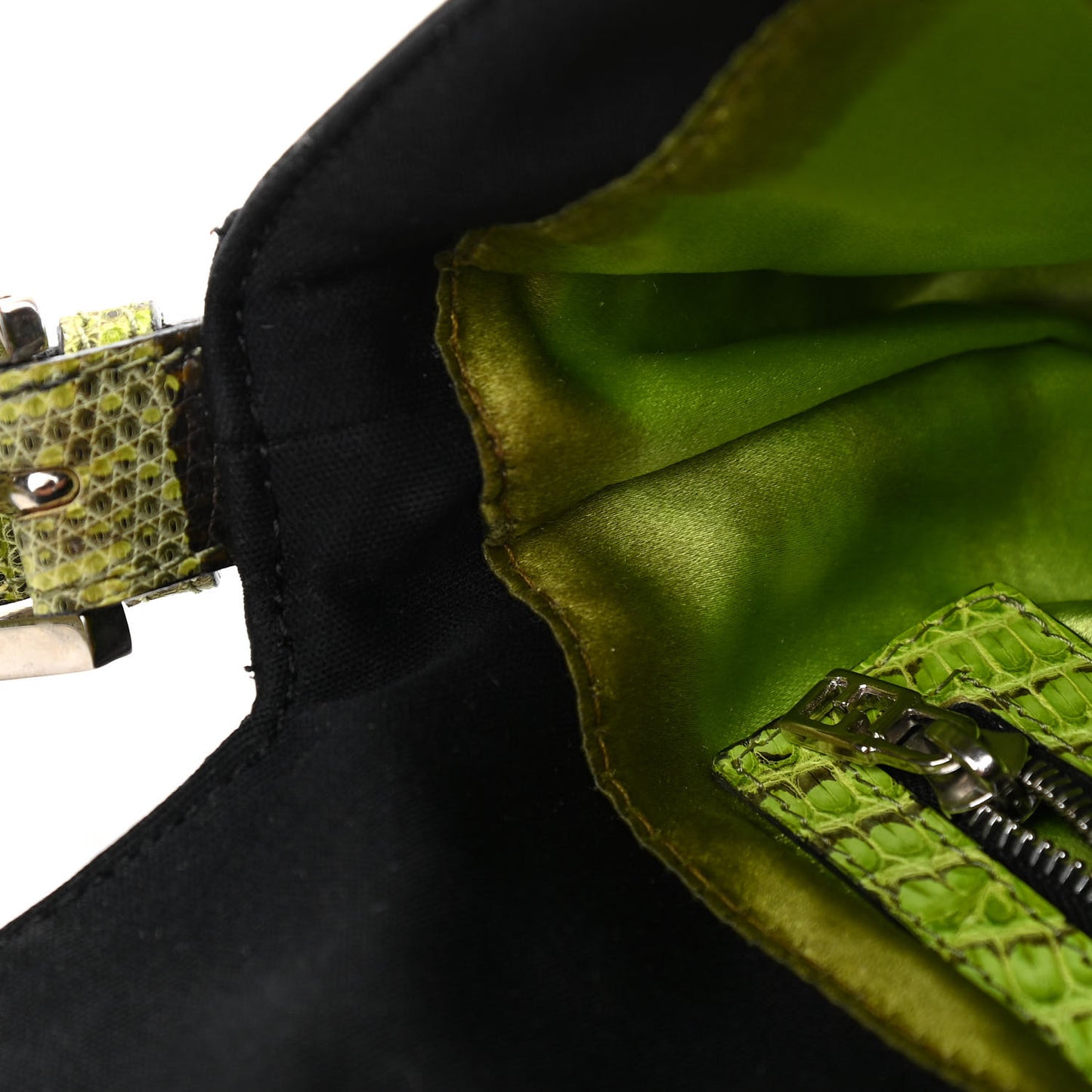 Canvas Lizard Embroidered Flower Baguette Black Multicolor