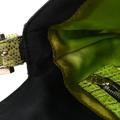 Fendi Canvas Lizard Embroidered Flower Baguette Black Multicolor 12 of 12