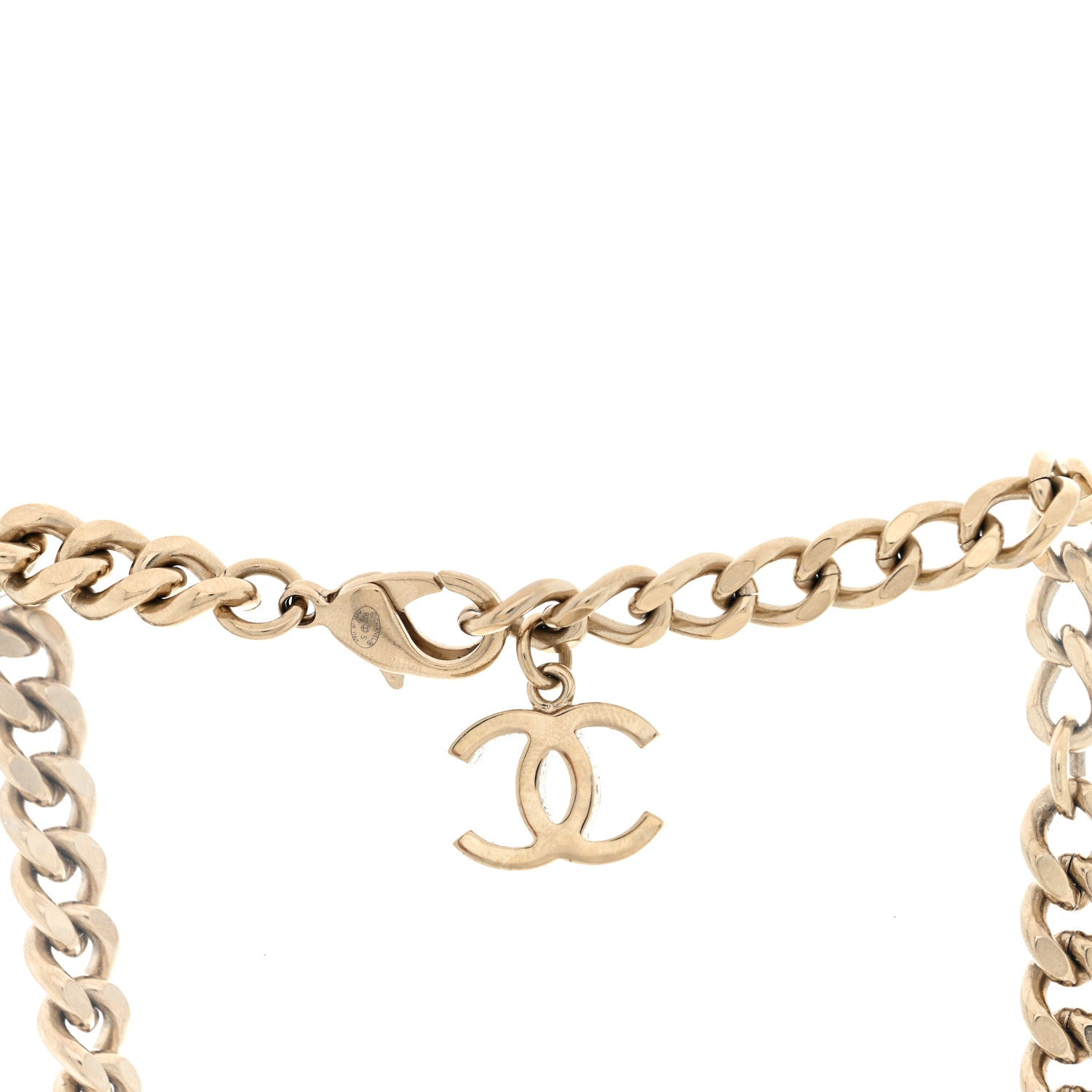 Chanel Enamel Metal Logo Choker Necklace Gold Black White 6 of 8