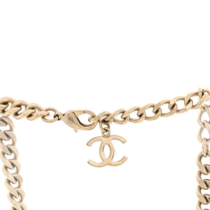 Chanel Enamel Metal Logo Choker Necklace Gold Black White 6 of 8