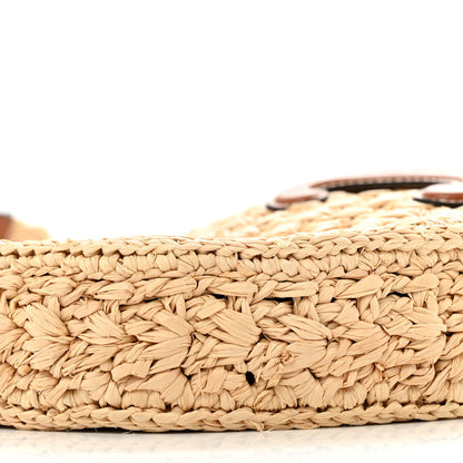 Celine Raffia Calfskin Triomphe Panier Hobo Bag Natural Tan 8 of 12