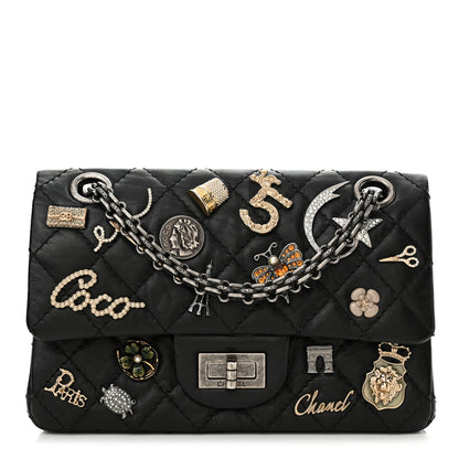 Chanel Aged Calfskin Lucky Charms 2.55 Reissue 224 Flap Black 1 of 12