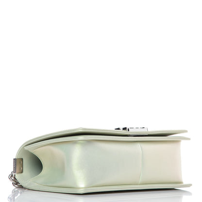 Chanel Metallic Lambskin Chevron Quilted Medium Boy Flap Light Green 4 of 11