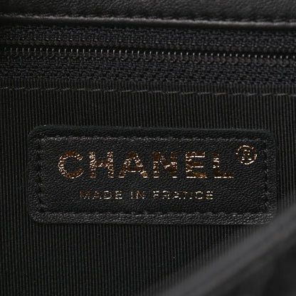 Chanel Glazed Calfskin Chevron Quilted Hampton Flap Black 6 of 10