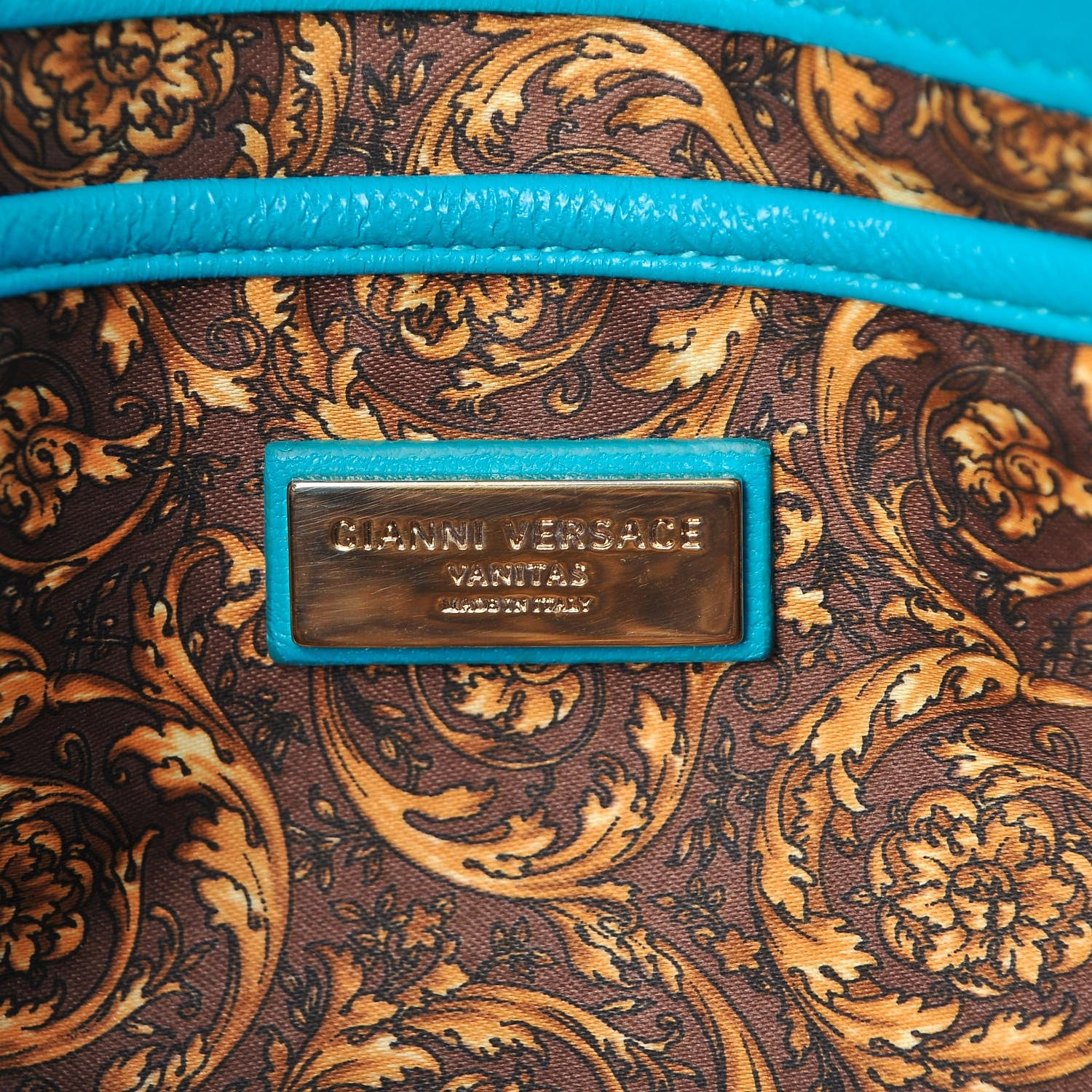 Versace Nappa Barocco Quilted Calliope Vanitas Shoulder Bag Light Blue 6 of 8