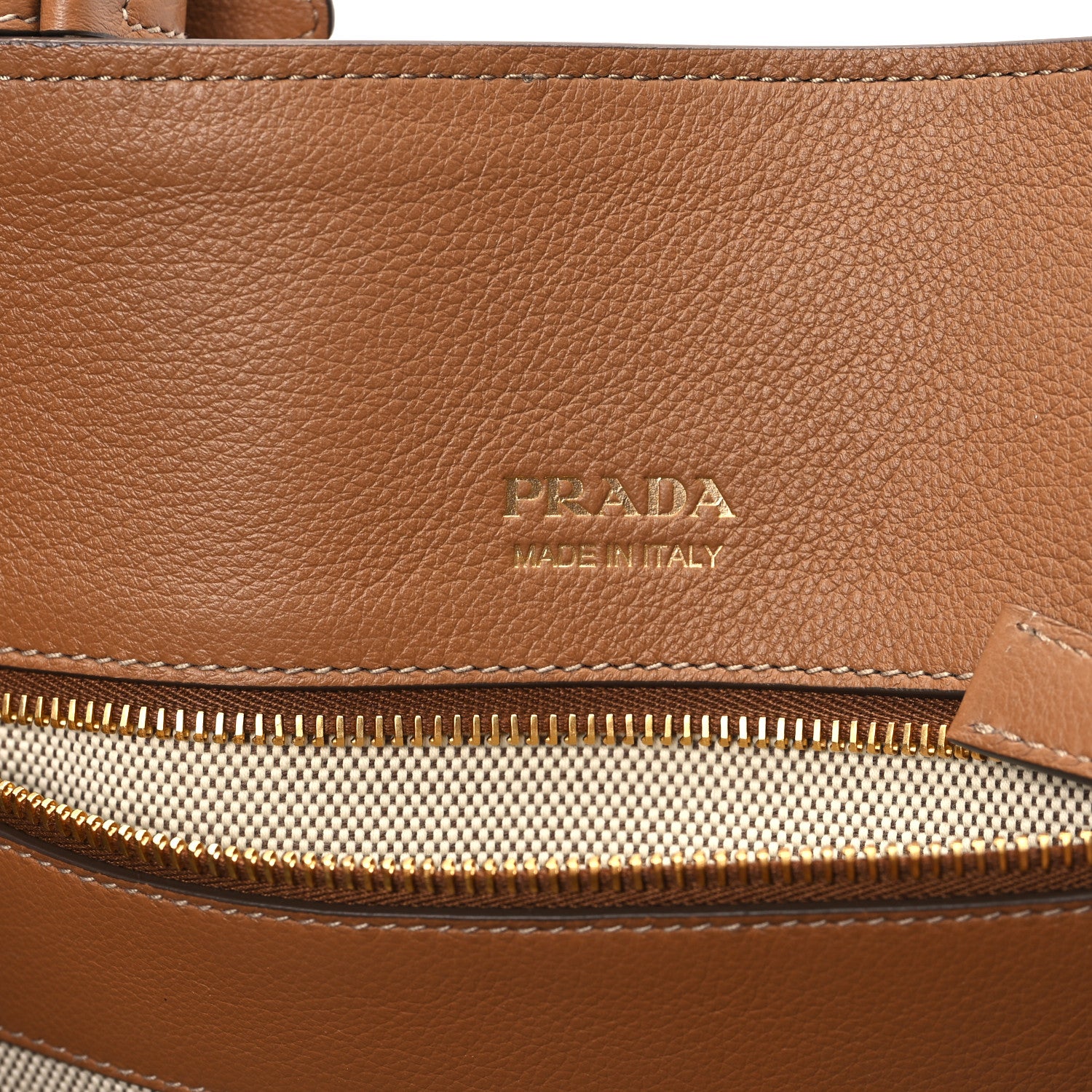 Prada Soft Grain Calfskin Large Tote Bag Caramel 6 of 11