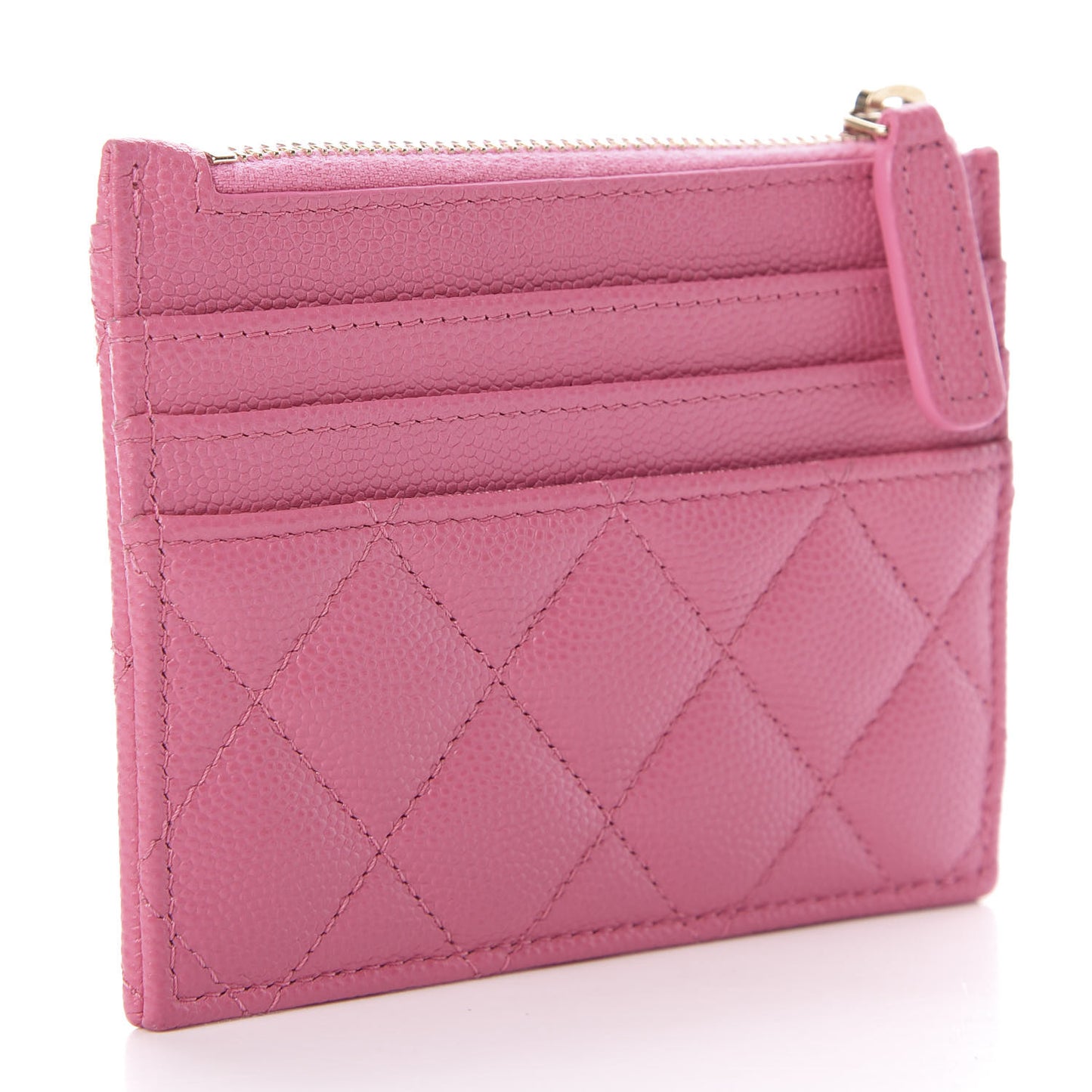 Caviar Quilted CC Zip Card Holder Pink