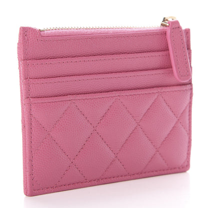 Chanel Caviar Quilted CC Zip Card Holder Pink 3 of 8