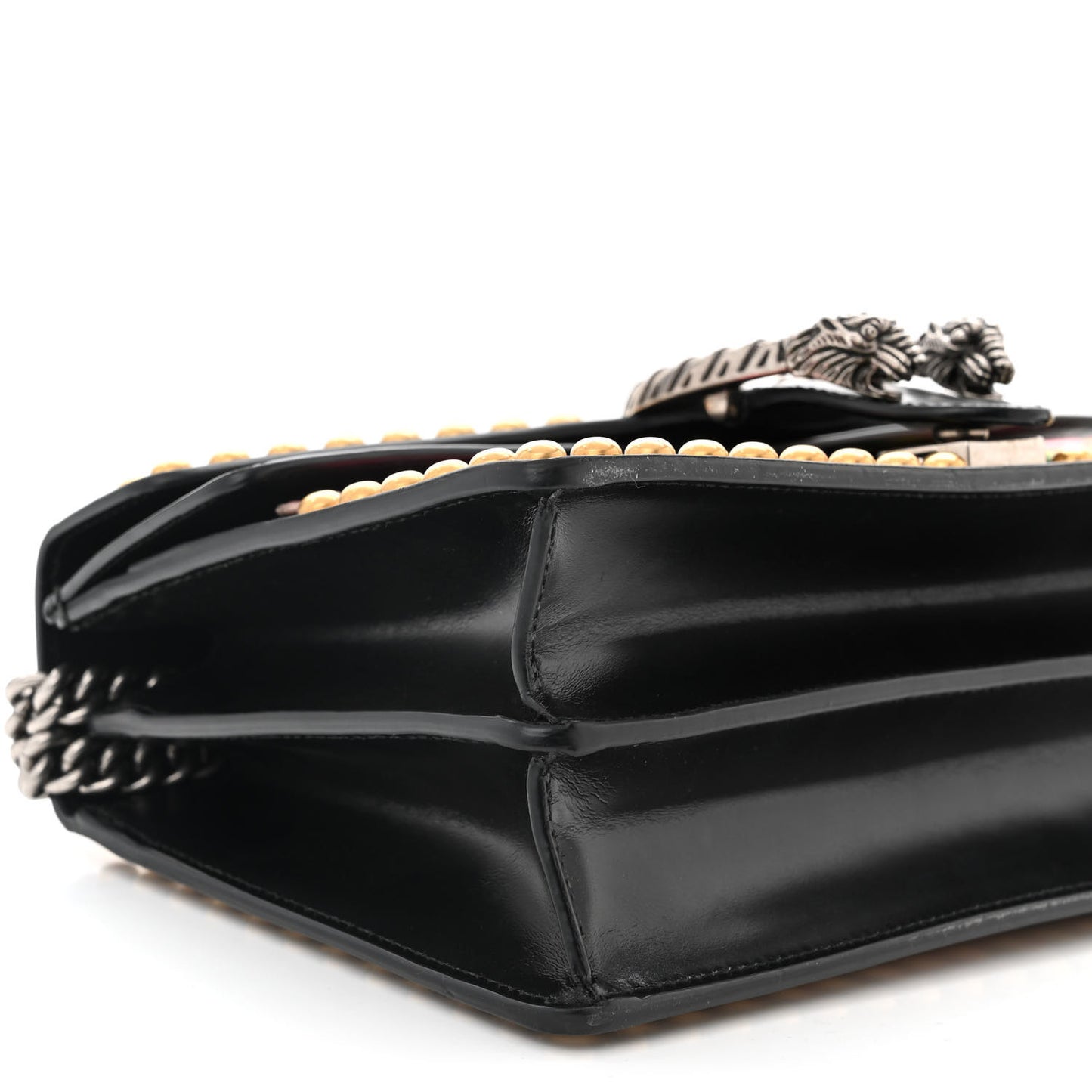 Calfskin Floral Embroidered Studded Small Dionysus Shoulder Bag Black