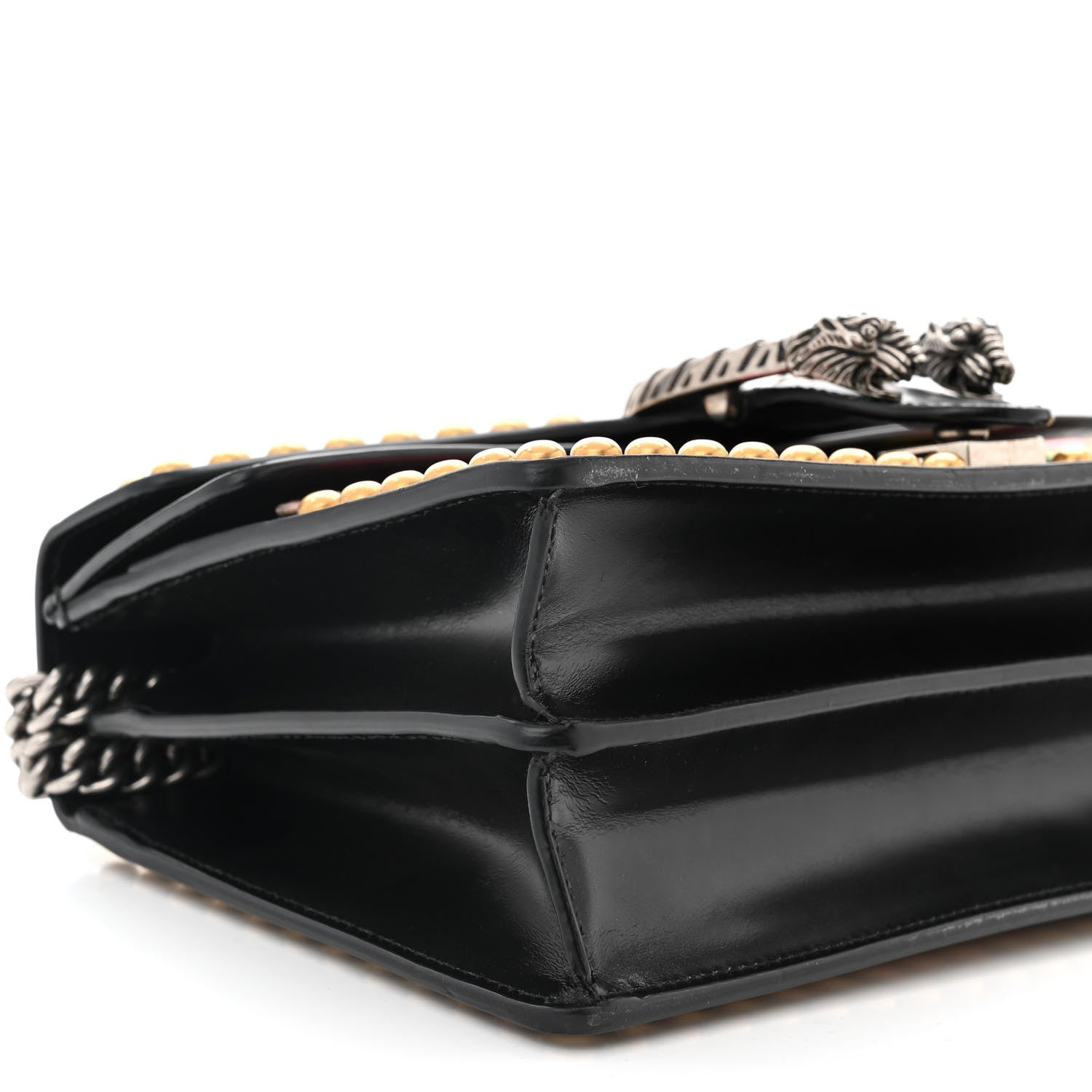 Gucci Calfskin Floral Embroidered Studded Small Dionysus Shoulder Bag Black 9 of 10