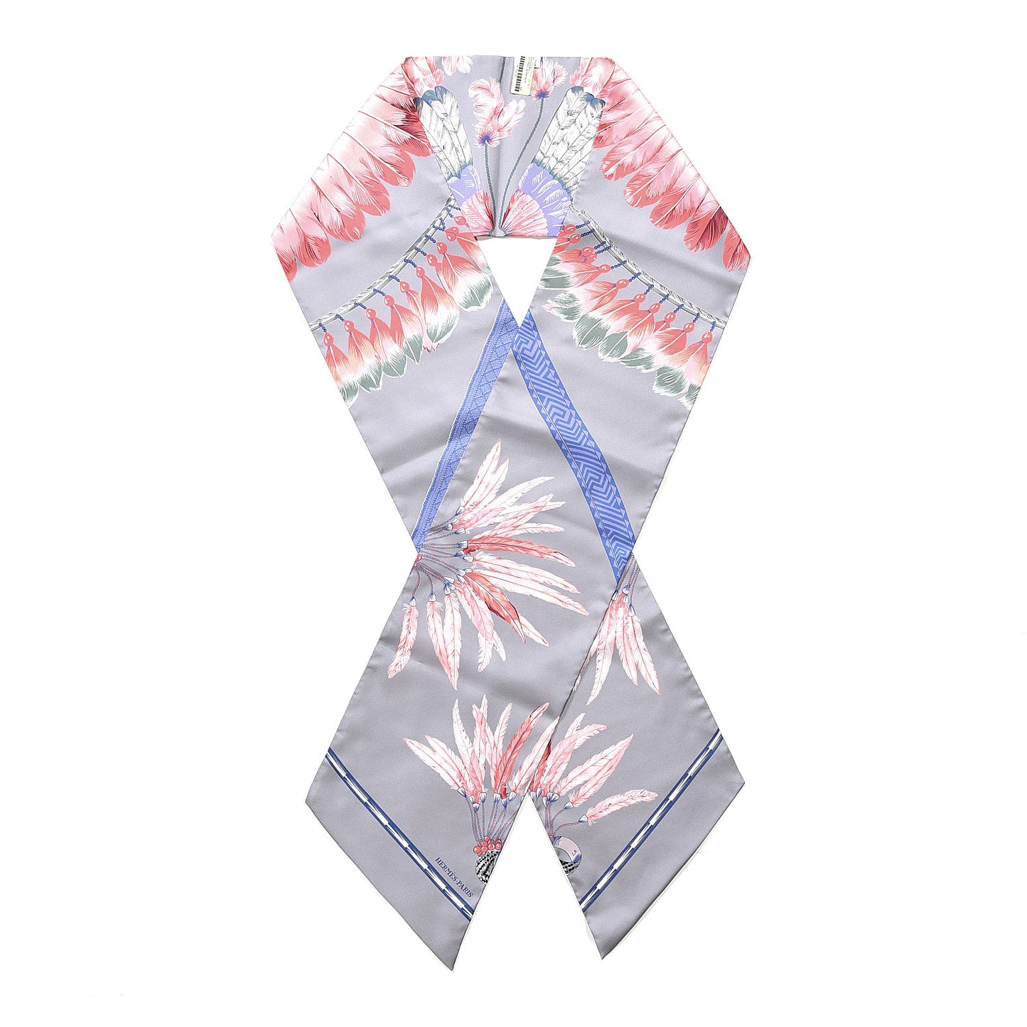 Silk Brazil Maxi Twilly Gris Perle Saumon Mauve