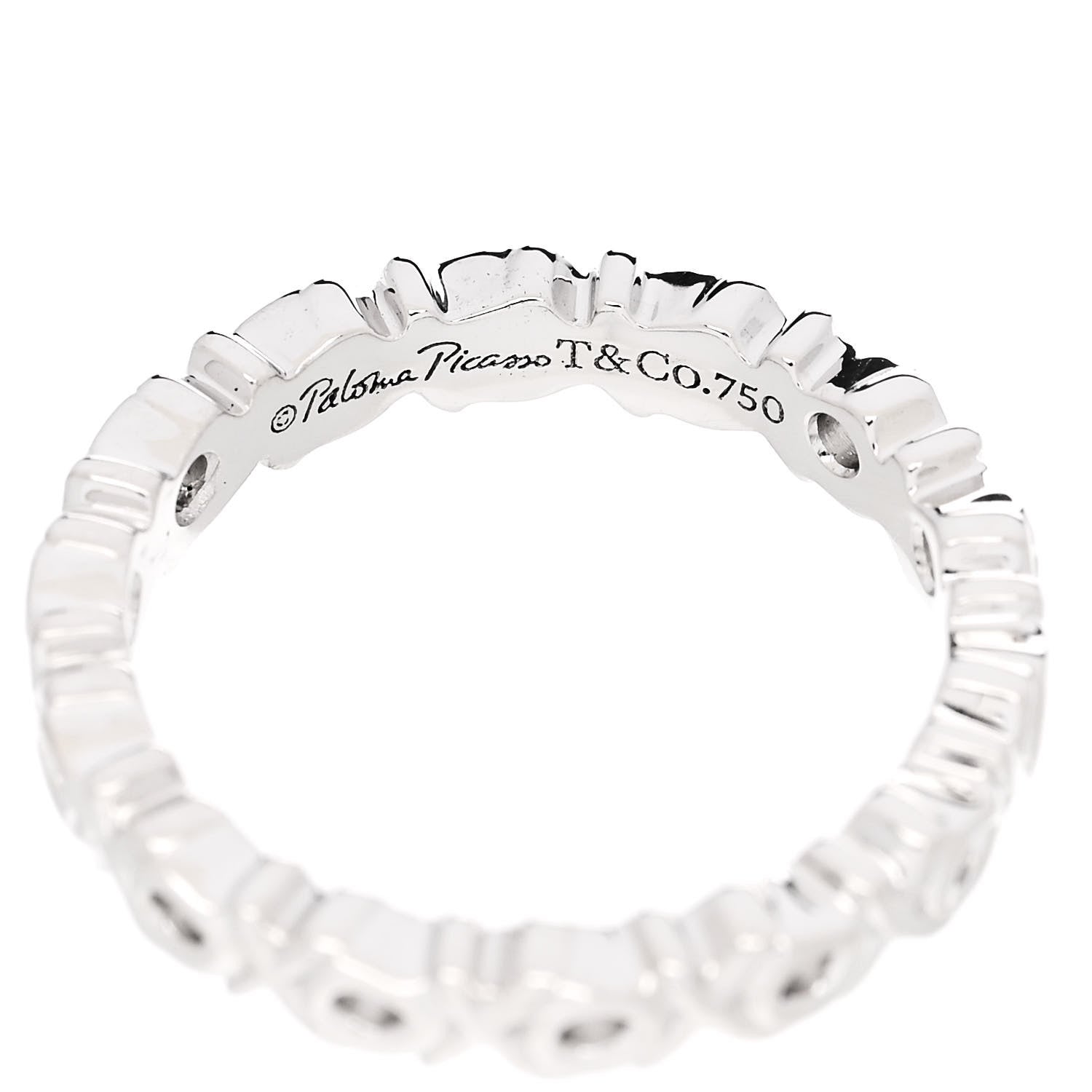 Tiffany 18K White Gold Diamond Paloma Picasso Graffiti Narrow Love and Kisses Ring 47 4 4 of 5