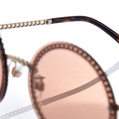 Chanel Round Removable Triple Hanging Chain Sunglasses 4245 Light Brown 7 of 9