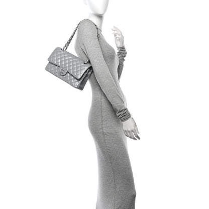 Chanel Iridescent Lambskin Quilted Medium Double Flap Grey 2 of 10