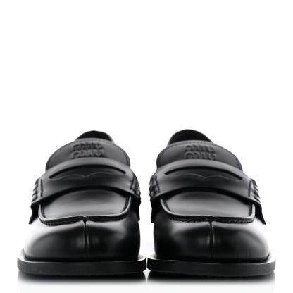 Miu Miu Spazzolato Penny Loafers 38 Black 2 of 10
