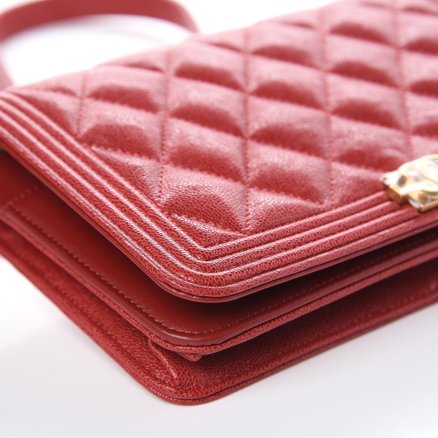 Caviar Quilted Boy Wallet On Chain WOC Red