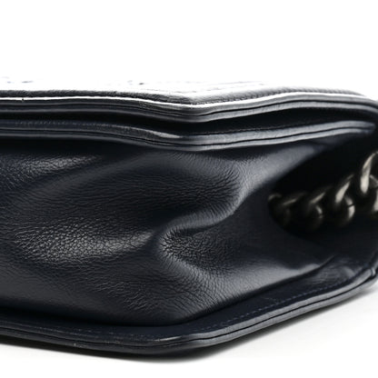 Chanel Calfskin Double Stitch Medium Boy Flap Navy Blue 10 of 15