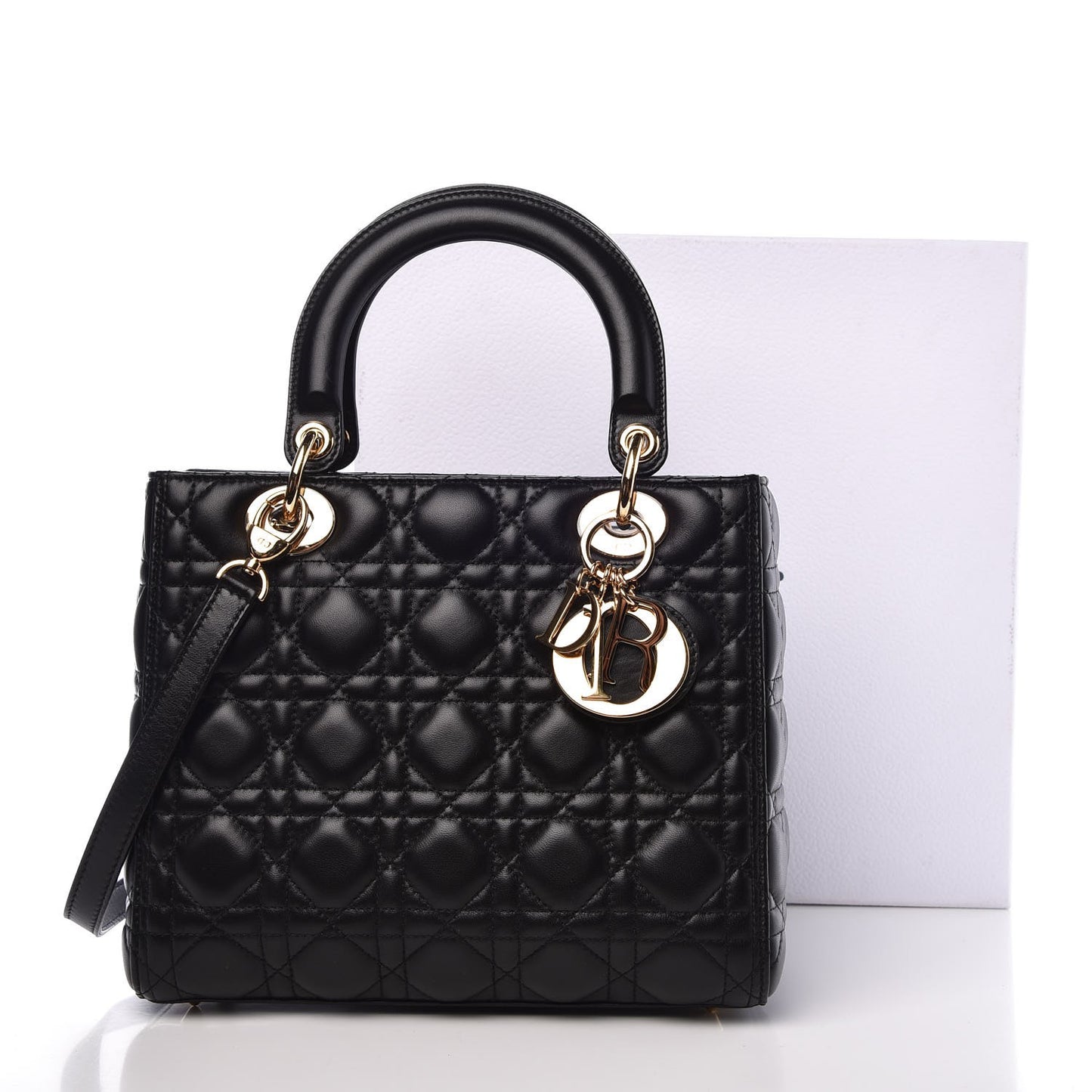 Lambskin Cannage Medium Lady Dior Black