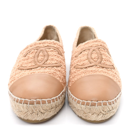 Chanel Tweed Lambskin CC Espadrilles 40 Dark Beige Light Brown 3 of 10
