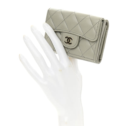 Chanel Lambskin Quilted Small Flap Wallet Grey 2 of 10