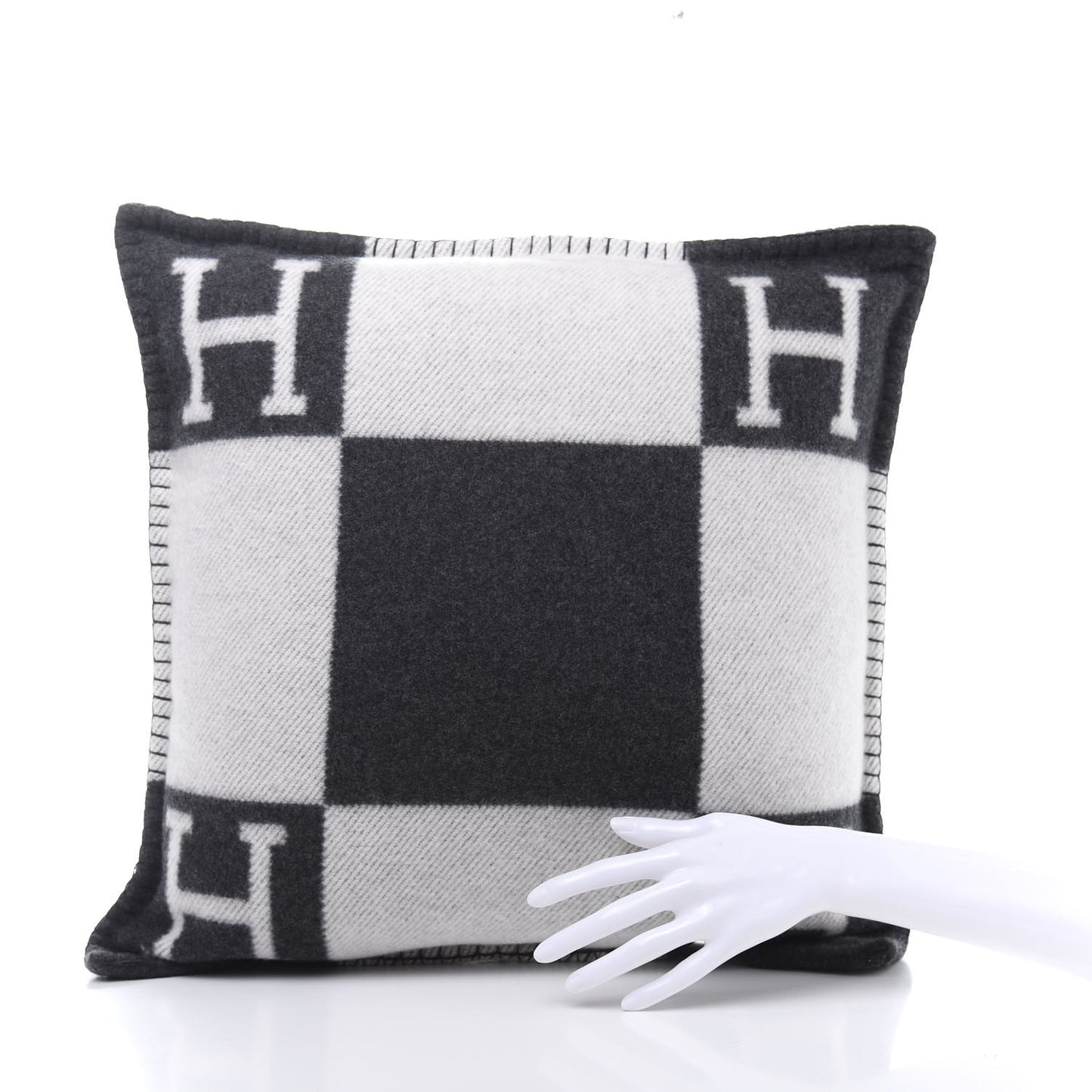 Wool Cashmere Avalon Pillow PM Ecru Gris Fonce