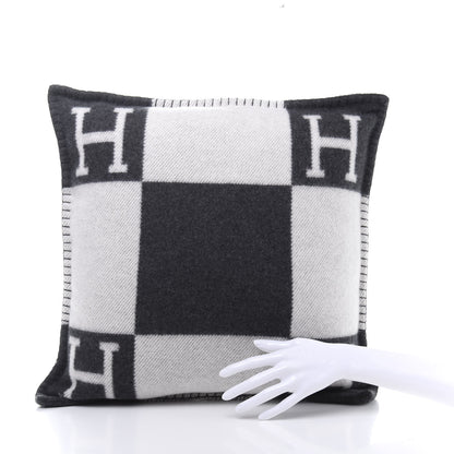 Hermes Wool Cashmere Avalon Pillow PM Ecru Gris Fonce 2 of 7
