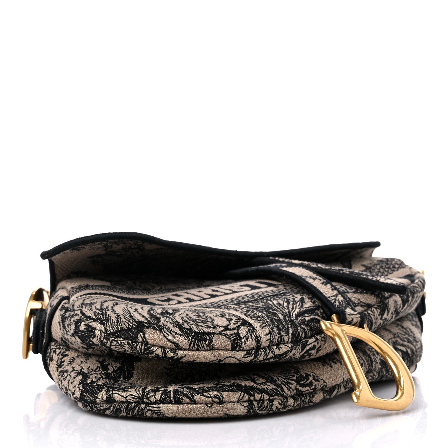 Christian Dior Canvas Embroidered Toile de Jouy Voyage Saddle Bag Beige Multicolor 4 of 10