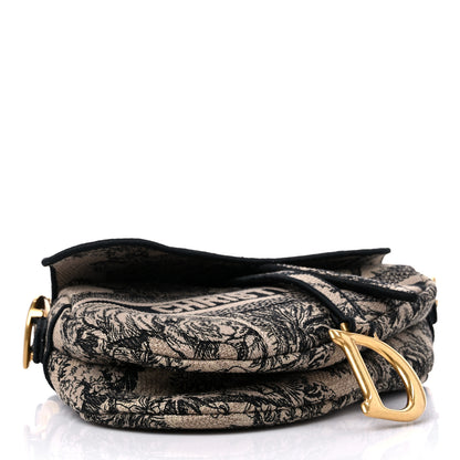 Christian Dior Canvas Embroidered Toile de Jouy Voyage Saddle Bag Beige Multicolor 4 of 10