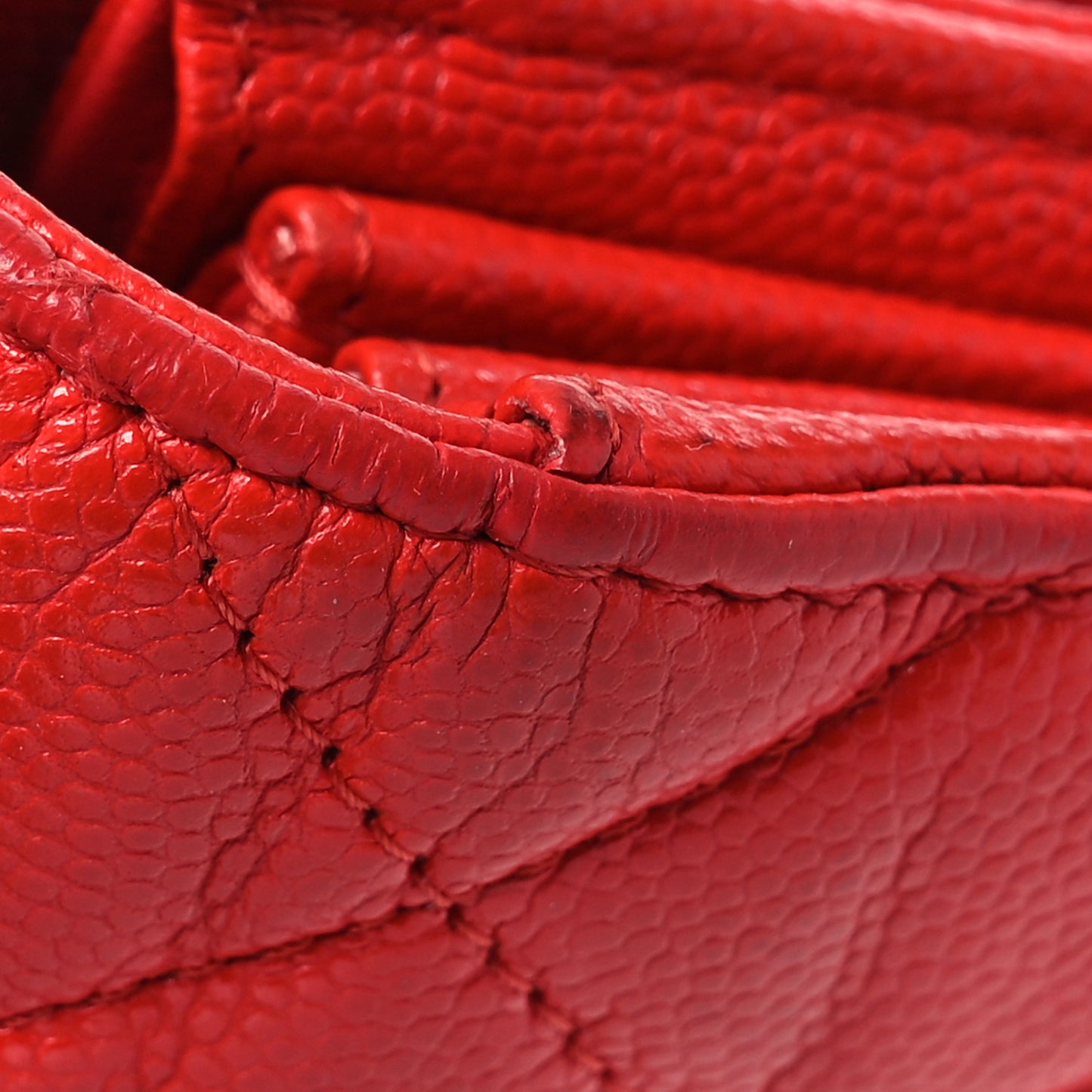 Caviar Quilted Large Gusset Flap Wallet Red