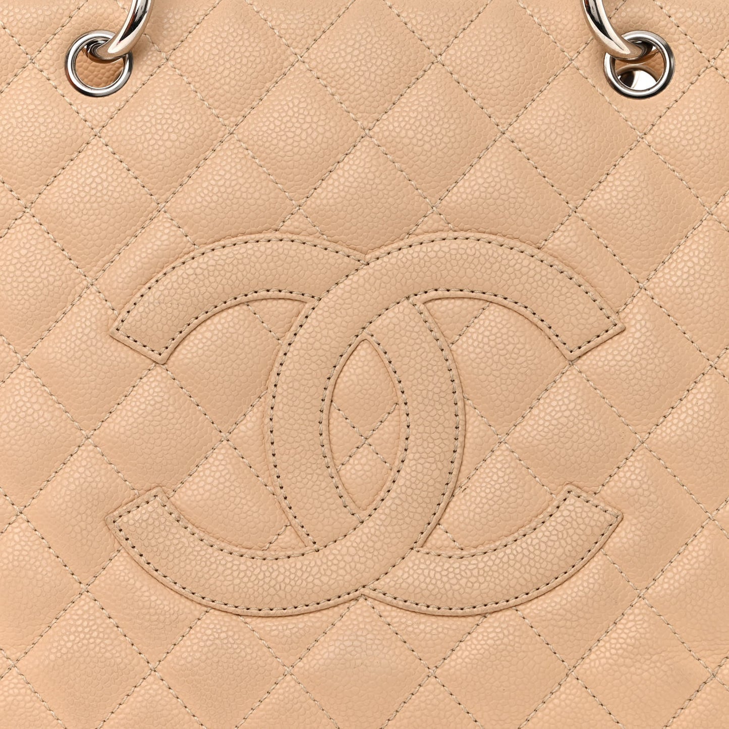 Caviar Quilted Grand Shopping Tote GST Beige Clair