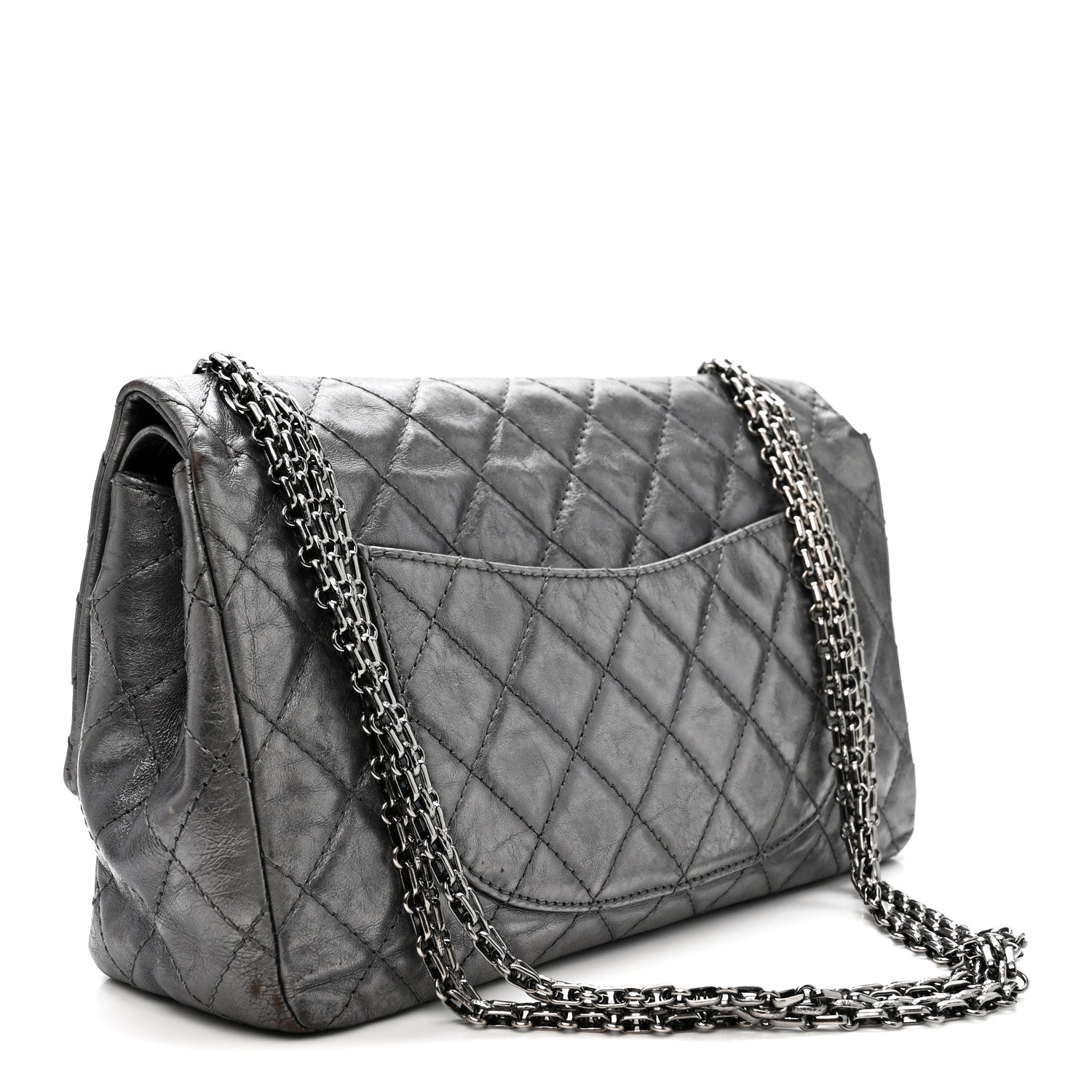 Chanel Metallic Aged Calfskin Quilted 2.55 Reissue 226 Flap Dark Silver 3 of 14