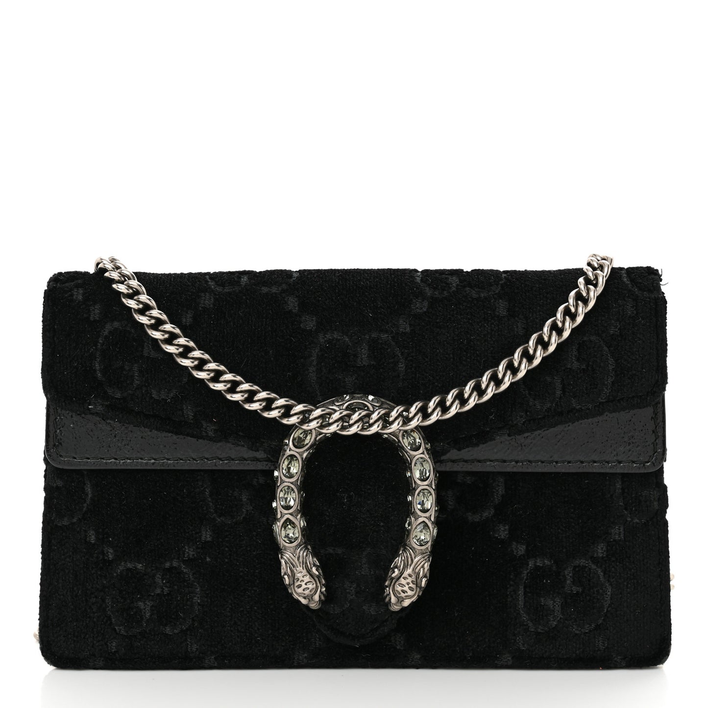 Velvet GG Monogram Super Mini Dionysus Shoulder Bag Black