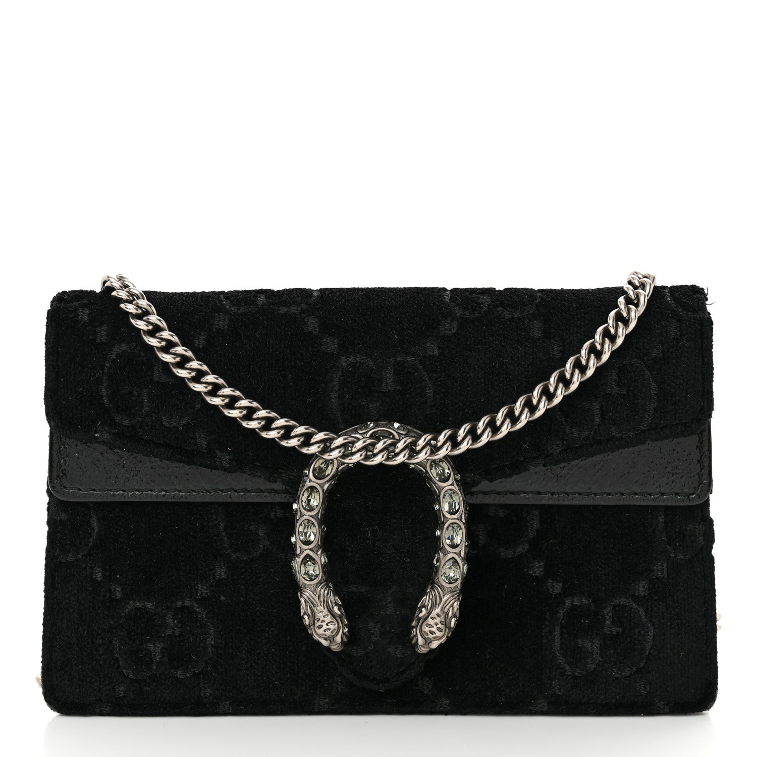Gucci Velvet GG Monogram Super Mini Dionysus Shoulder Bag Black 1 of 12